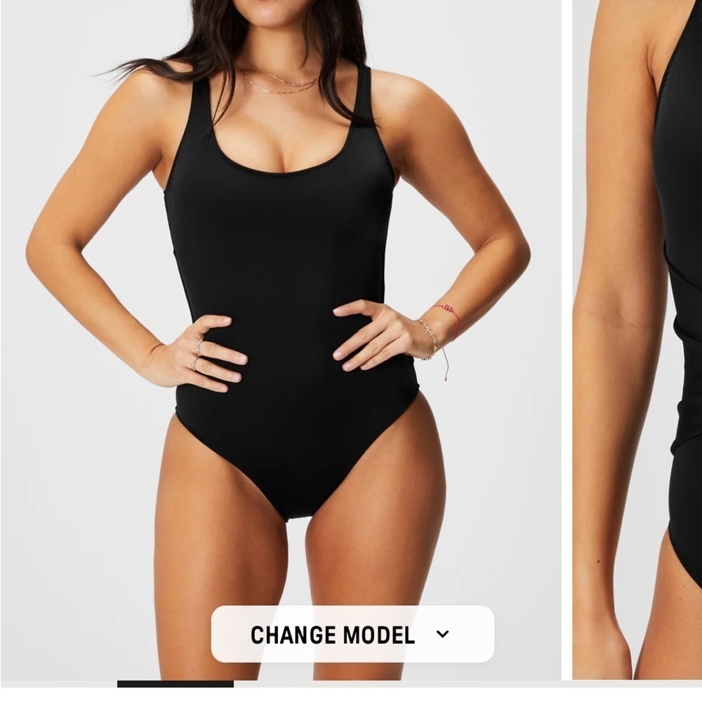 Scoop Tie Back Shaping One-Piece Swimsuit medium Fabletics NWT
